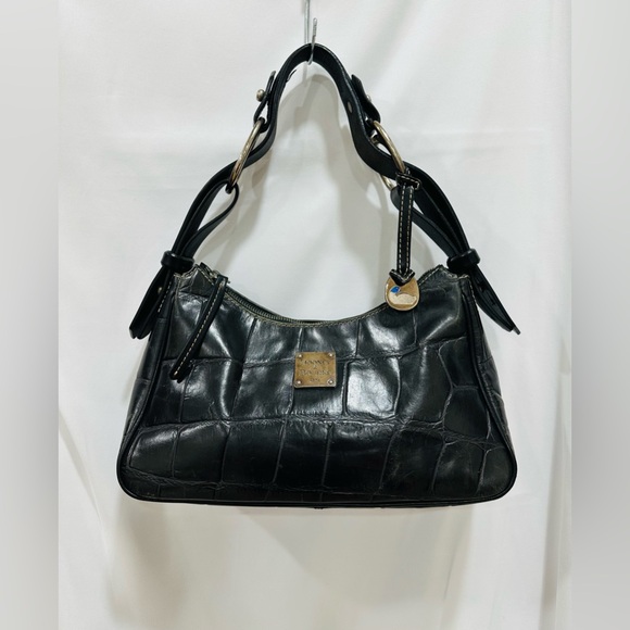 Dooney & Bourke Vintage Crocodile Embossed Hobo Shoulder‎ Bag Black - Picture 1 of 15